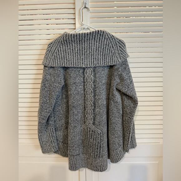 Anthropologie Angel of the North Grey Wool Blend Chunky Knit Cowl Neck Sweater - Picture 8 of 8